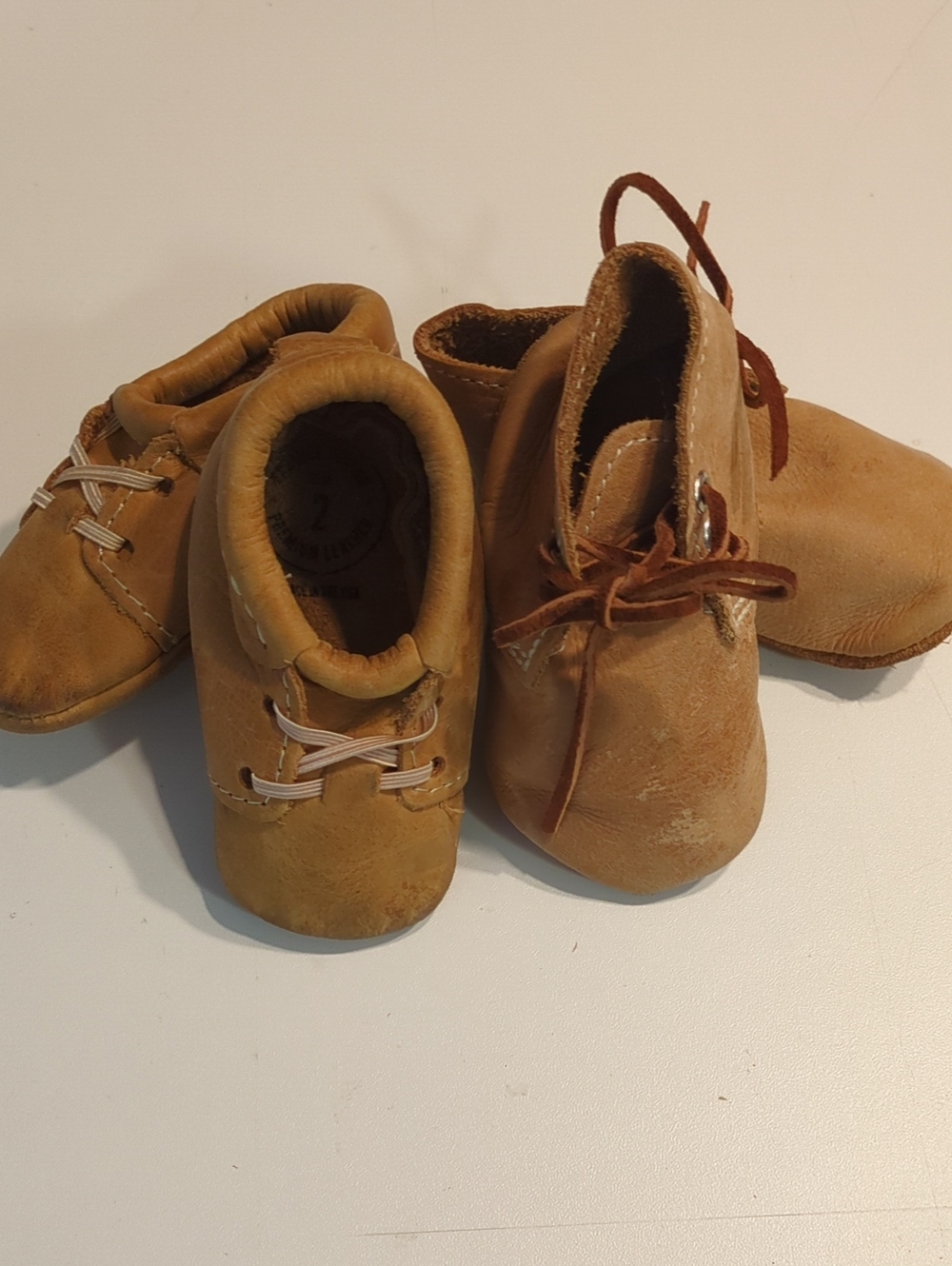 Freshly Picked and Mon Petite Tan Leather Baby Moccasins & Booties Set